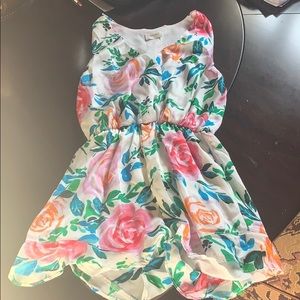 Everly Multicolor Floral Romper w/ Ruffle Bottom